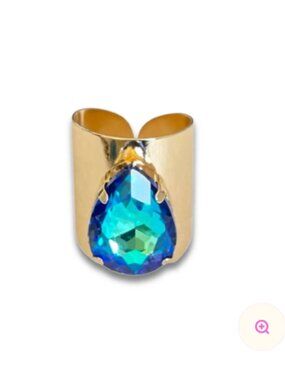 Rhinestone Teardrop Ring - Turquoise